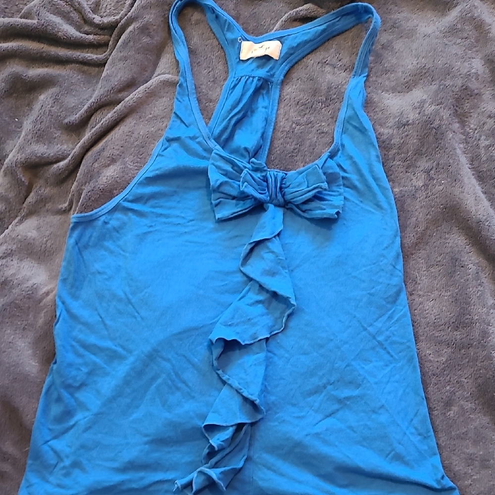 Hollister Bright Blue Ruffle Tank Top